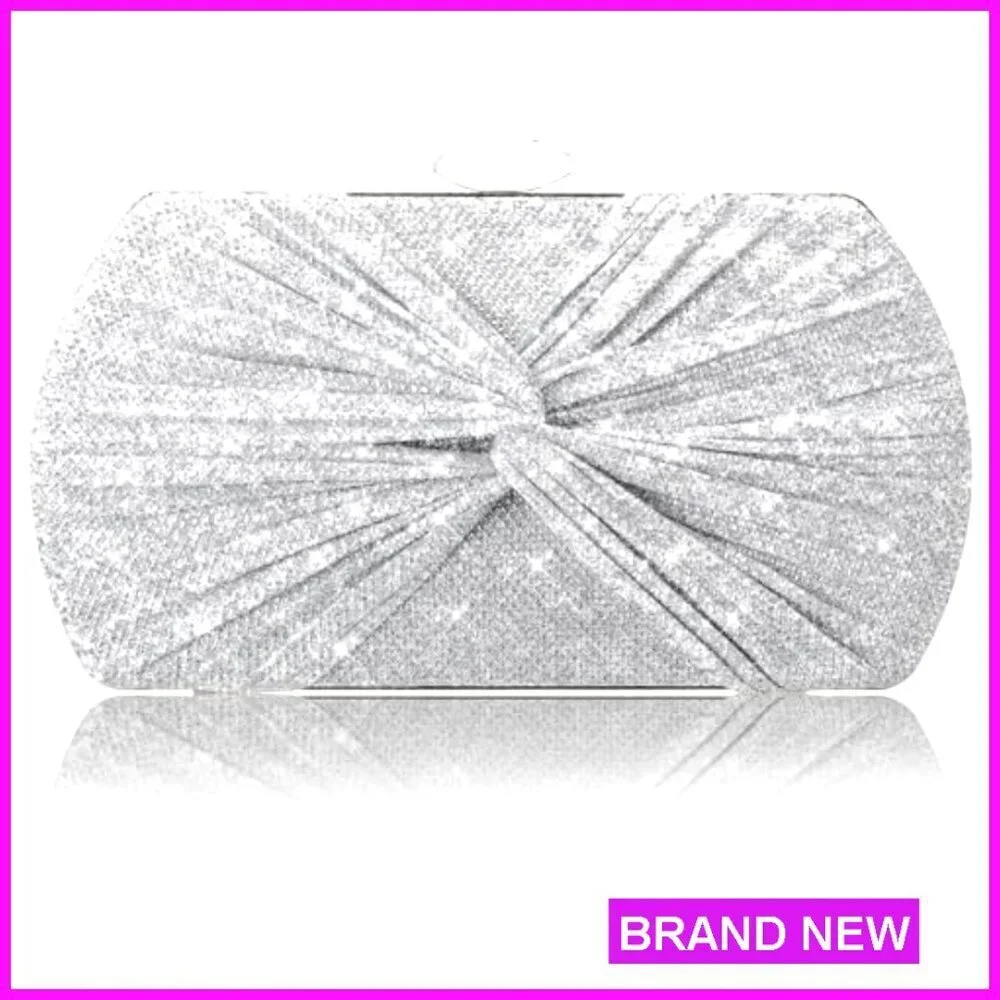 Glitter Evening Clutch with Detachable Chain Elegant Sparkly Party Handbag